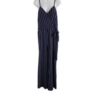 Michael Kors Women Size M Navy & white stripe Jumpsuit Lined Spaghetti strap